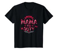 24/7 Mama on Duty: Pink Camo Mom Life, Mama T-Shirt, Kids, Black, 12 Years