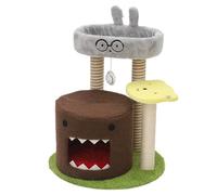 24.8 Inches Kitten Tower, Modern Wood Cat Tree with Interactive Ball Toy, Indoor Pussy Activity Center with 1 Cozy Caves, Pet Furniture Play House for 1 2 Cats