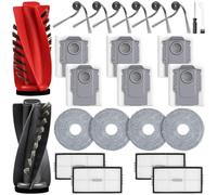 24 Accessories for Saros 10R Robot Vacuum Cleaner, 2 Main Brushes, 6 dust Bags, 4 Wipes, 4 HEPA Filters, 6 Side Brushes, 1 Cleaning Brush, 1 Screwdriver