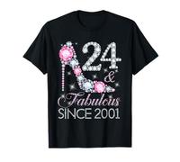 24 And Fabulous Since 2001 Happy 24th Birthday Girl Lady T-Shirt