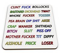24 Assorted Swear Words Funny/Rude Novelty Gift Coaster