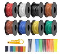 24 AWG 0.2mm² Silicone Electrical Wire Kit, 8 Colors 5m/16.4ft Each, 24 Gauge Stranded Wire Spool, Flexible Tinned Copper Cable with Heat Shrink Tubing and Wire Stripper for DIY, Automotive, Home