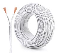 24 AWG 2 Core Electrical Wire 30m, Pure Copper Twin Cable 2×0.2mm² White Flexible PVC Wire for 12V/24V/240V Automotive, LED Lighting, DIY Projects, Home Electrical Use