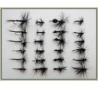 24 Barbless Black Dry Trout Flies, Spider, Gnats, Midge, Ants, choice of sizes, Best Summer trout flies (16)