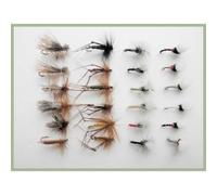 24 BARBLESS Dry Mixed Trout Flies. Emerger Flies, Sedge, Hoppers and Klinkhammers, choice of sizes (12)