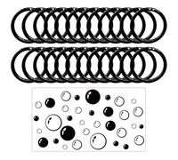 24 Bathroom Opening Rings, 1 Piece Of Bubble Bathroom Wall Stickers, Black Plastic Shower Curtain Hooks, Multi-Function Hanging Rings, Curtain Hanging Rings, Shower Curtain Accessories.