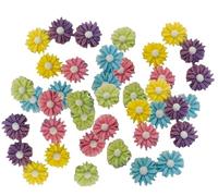 24 Beautiful Edible Sugar Fondant Daisy Flowers Pastel Colours; Pink, Green, Purple, Blue, Yellow; 2.5cm each; Handmade Birthday Wedding Etc Cake/Cupcake Toppers/Decorations
