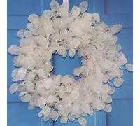 24" Beige Eucalyptus Wreaths for Front Door Spring Summer Fall Winter- Cream Fake Lunaria Annua Fall Winter Wreath for Farmhouse Porch, Silver Dollar Leaves Door Reef Decor Off-White