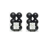 24 Black Christmas Baubles 6cm Shatterproof Shiny Matt Decoration