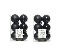 24 Black Christmas Baubles 6cm Shatterproof Tree Ornaments Shiny Matt Decorations