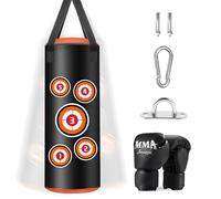 24" Black Microfibre Leather Punch Bag Set for Kids Boxing Gloves and Accessories 10-12kg Capacity