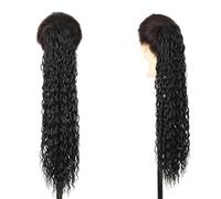 24" Black Ponytail Extension Drawstring Ponytail Long Wavy Pony Tails Hair Extensions Synthetic Hair Extensions Ponytail
