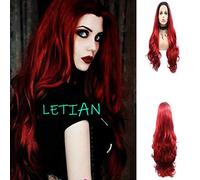 24" Black to Red Highlight Ombre Lace Front Wigs 2 Tones Soft Body Wave Black Root Synthetic Wigs 180% Density Natural Wavy Heat Resistant Fiber Hair Replacement for Woman (red1)