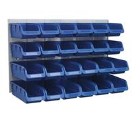 24 Blue 100 x 160 x 75mm Plastic Storage Bin & Wall Panel Warehouse Picking Tray