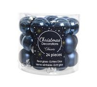 24 Blue Glass Christmas Baubles in Night