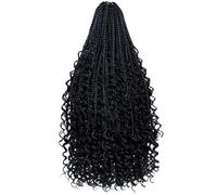 24 Boho Goddess Locs Crochet Hair, Natural Black 1B Synthetic Fiber, 80 Strands, Pre-Hooked for Fast Styling