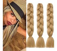 24" Braiding Hair Extension Jumbo Braids Synthetic 3bundles/pack Crochet Hair Afro Box Braid Heat Resistent (Dark Blonde)