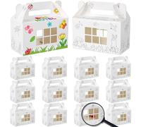 24 Bug Hotels with 12 Magnifiers Color Your Own Cardboard Insect Box Bugs Catchers Critters Collection Insect Gable Box Container with Window for Spring Activity Bug Party Favor School Garden Crafts