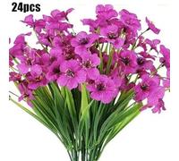 24 Bundles Artificial Flowers For Outdoor,No Fade Fake Silk Flowers Faux Plants Fall For Decoration,UV Waterproof Resistant