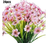 24 Bundles Artificial Flowers For Outdoor,No Fade Fake Silk Flowers Faux Plants For Decoration,UV Resistant Fall Waterproof