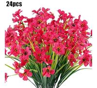 24 Bundles Artificial Flowers For Outdoor,No Fade Fake Silk Flowers Faux Plants Resistant Waterproof For Decoration,UV Fall