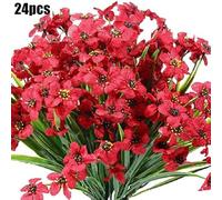 24 Bundles Artificial Flowers For Outdoor,No Fade Fake Silk Flowers Faux Plants Waterproof Fall For Decoration,UV Resistant