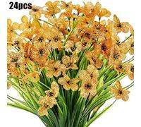 24 Bundles Artificial Flowers For Outdoor,No Fade Fake Silk Flowers Faux Plants Waterproof For Decoration,UV Resistant Fall