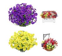 24 Bundles Fake Silk Colorful Morning Glory, Multiple Colors Artificial Flowers for Outdoors Summer Decoration, UV Resistant Fale Flowers for Garden Porch Patio Yard Balcony Home Decor (2pc-k)