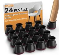 24 Chair Leg Caps Black Rubber Felt Pads for Chairs M Fit 20-30 mm