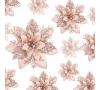 24 Christmas Glitter Artificial Poinsettia Flowers Xmas Poinsettia Artificial Wedding Flowers Decorations Xmas Tree Ornaments with Clips for Party Favors, 6 Inch, 4 Inch, 3 Inch (Rose Gold)