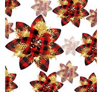 24 Christmas Glitter Artificial Poinsettia Flowers Xmas Poinsettia Artificial Wedding Flowers Decorations Xmas Tree Ornaments with Clips for Party Favors, 6 Inch, 4 Inch, 3 Inch (Red Black, Gold)