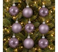 24 christmas tree baubles heather lilac - round bauble decorations - christmas tree hanging ornament - 6cm 60mm baubles - matt & gloss finish - tree wreath garland decorations