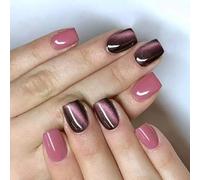 24 Claw Short Pressed Cat Eyes Full Cover Stick Nail Elegant Artificial Claws