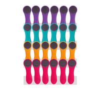24 Clothes Pegs Laundry Clips with Stainless Steel Feathers and Soft Grip Soft Grip Soft Touch Turquoise Yellow Pink Purple Dark Grey