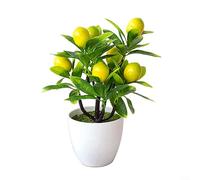 24 CM Artificial Lemon Plant in Pot Artificial Potted Flowers Fake False Plant Outdoor Yard Garden Home In Pot Decor Small Faux Lemon Tree for Bedroom, Living Room Home Decor