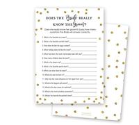24 cnt How Well Does Bride Know Groom Bridal Shower Game (Faux Gold on White)