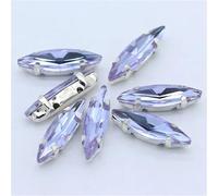 24-Color 4x15mm Navette Horse Eye Sew on Silver 4 Claw Button Rhinestone Crystal for Garment Jewelry Wedding Dress Shoe Bag DIY for DIY, Decor, Reiki, Collection, Crafts(Lt Violet)