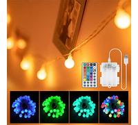 24 Color Changing Fairy Lights Battery Operated，6M 40LED Globe String Lights Waterproof with Remote Timer, USB & Battery Powered Fairy lights for Christmas Bedroom Dorm Camping Patio Decorations