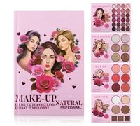 24-Color Eyeshadow Palette, 4-Layer Book-Style Makeup Palette with 43 Pro Shades, Eyeshadow Palettes Makeup Blush Highlighter All In One Matte&Glitter Eyeshadows, Multi-functional Beauty Makeup (A)