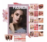 24-Color Eyeshadow Palette - 5-Layer Book-Style Foldable Makeup Palette Set,With 67 Pro Shades,With Eyeshadow Blush Highlighter Bronzer,Portable Travel Makeup Set (TypeB+8×makeup brush set, SIZE)