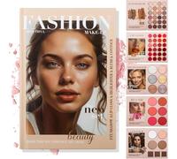 24-Color Eyeshadow Palette, 5-Layer Book-Style Makeup Palette with 67 Pro Shades, All in One Eyeshadow Blush Contour Highlighter, Multi-functional Beauty Makeup Book, Travel-Friendly (Cherry Smokey)