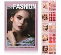 24-Color Eyeshadow Palette, 5-Layer Book-Style Makeup Palette with 67 Pro Shades, All in One Eyeshadow Blush Contour Highlighter, Multi-functional Beauty Makeup Book, Travel-Friendly (Rose Bloom)