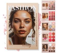 24-Color Eyeshadow Palette, 5-Layer Book-Style Makeup Palette with 67 Pro Shades, Foldable Makeup Set Blush, Travel-Friendly, Space-Saving, Essential Colors, Unique Style Design (Cherry Smokey)