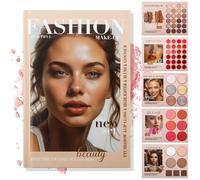 24-Color Eyeshadow Palette - 5-Layer Book-Style Makeup Palette with 67 Pro Shades, Pressed Glitter Eyeshadow Makeup, Blush, Contour, Highlighter, Multi-functional Make up Book (A)