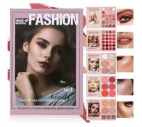 24-Color Eyeshadow Palette - 5-Layer Book-Style Makeup Palette with 67 Pro Shades, Pressed Glitter Eyeshadow Makeup, Blush, Contour, Highlighter, Multi-functional Make up Book (B)