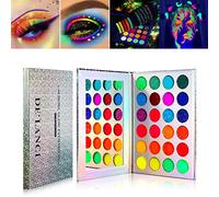 24 Color Eyeshadow Palette, DE'LANCI Aurora Glow Eyeshadow Palette Stage,Neon Lights Glow in the Dark to illuminate your Beauty, Make up Black Matte and Glitter Fluorescent Eyeshadow Pigment Luminous