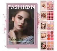 24-Color Eyeshadow Palette With 67 Pro Shades, All-In-One Eyeshadow 5-Layer Book-Style Foldable Makeup Palette Set Blush Contour Highlighter Multi-Functional Makeup Book (Rose Bloom-5 Layer)