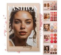 24-Color Eyeshadow Palette With 67 Pro Shades, All-In-One Eyeshadow 5-Layer Book-Style Foldable Makeup Palette Set Blush Contour Highlighter Multi-Functional Makeup Book (Cherry Smoke-5 Layer)