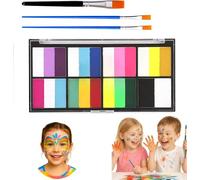 24-Color Face Paint Palette with Brush - Non-Toxic, Quick-Drying, Easy-Wash Makeup for Festivals, Halloween, Birthday Parties, and Cosplay