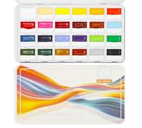 24 Color Watercolor Paint Set Semi Solid High Pigment for Artists Beginners | Portable Paint Set, Travel Watercolour Set for Professionals, Kids, Art, Painting Supplies, Great Gift for Nail Art Painting